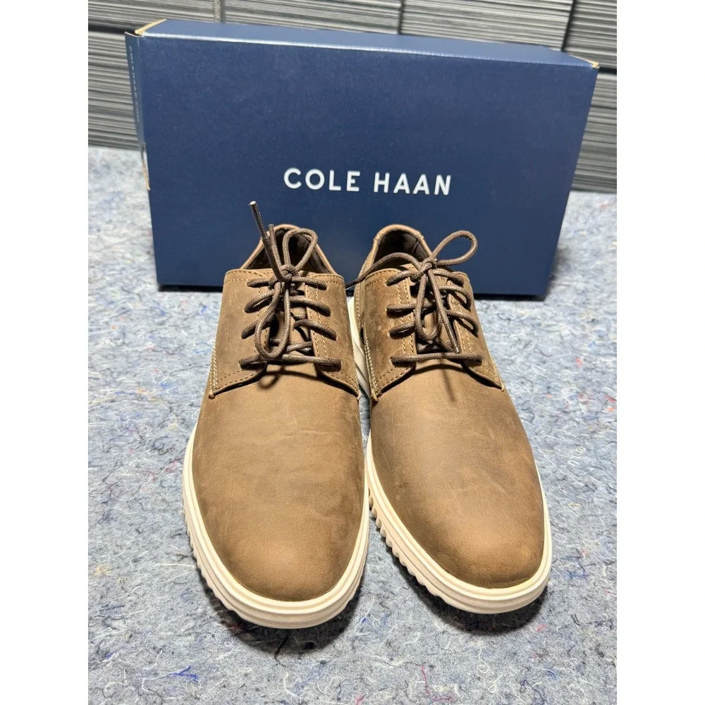 Cole Haan Grand+‎ Plain Toe Oxford Riverstone Leather Shoes Mens 8 C40389 NEW